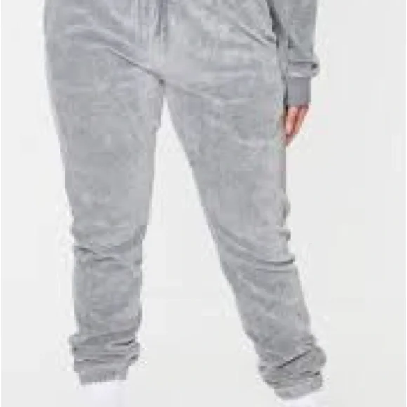 Missguided Pants Jumpsuits Ribbed Velour Lounge Joggergrey